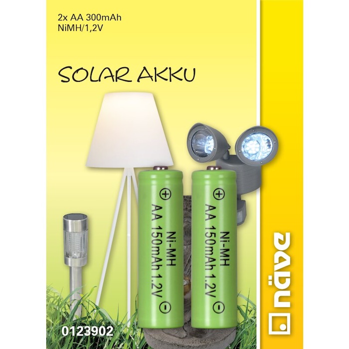 Piles rechargeables solaires Nimh AA 300mAh-Lot 2- Accessoires Lampes  Solaires -Objetsolaire
