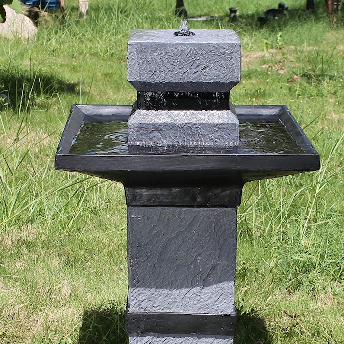 Fontaine solaire extérieur : zen, cascade, oiseaux