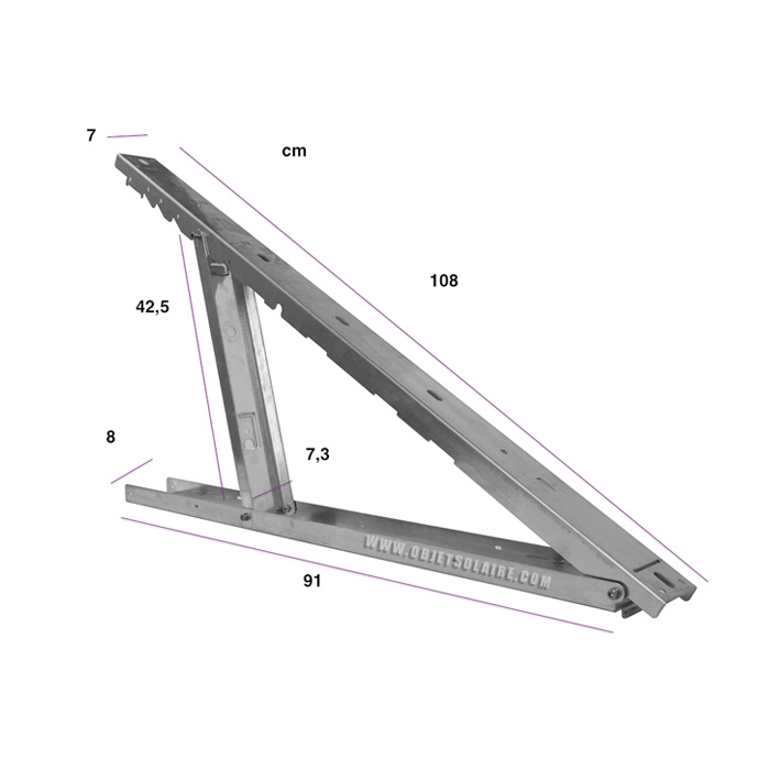 Support en aluminium règlable pour panneau solaire 108 cm