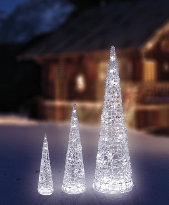 Sapins solaires lumineux cone Noel-lot de 3 - Décoration solaire