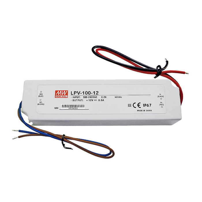 Transformateur d'alimentation d'énergie pour bandes LED - 12v - 100 watts  IP67 