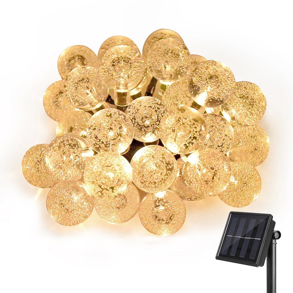 Guirlande lumineuse Solaire 5m 50 boules LED blanc chaud 8 modes