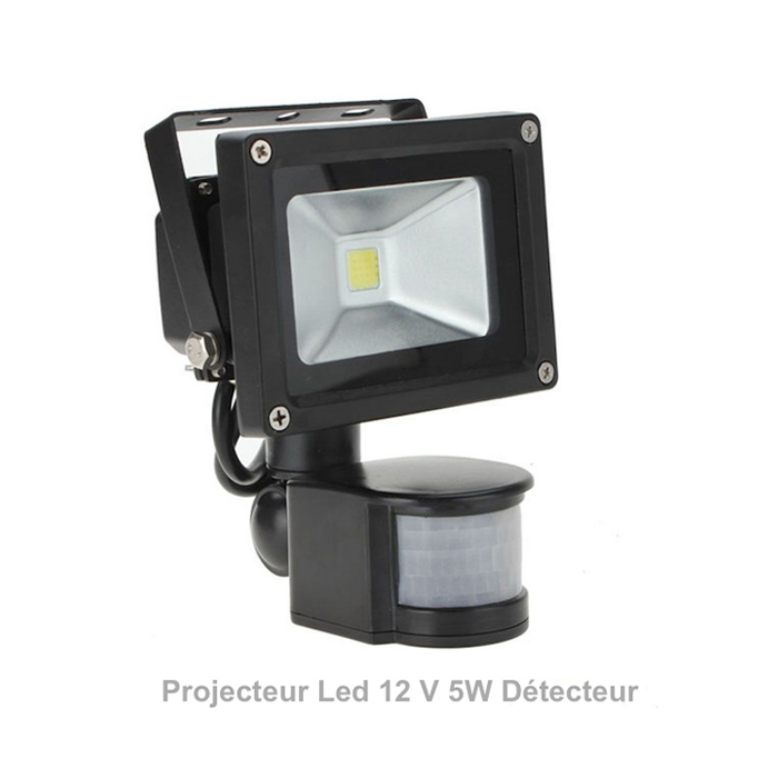 Projecteur extérieur led 5W 12V DC détecteur-IP 67 - Eclairage led 12 V DC