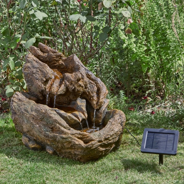 Fontaine Solaire Cascade Rocher Wood - Fontaines Cascades Solaires