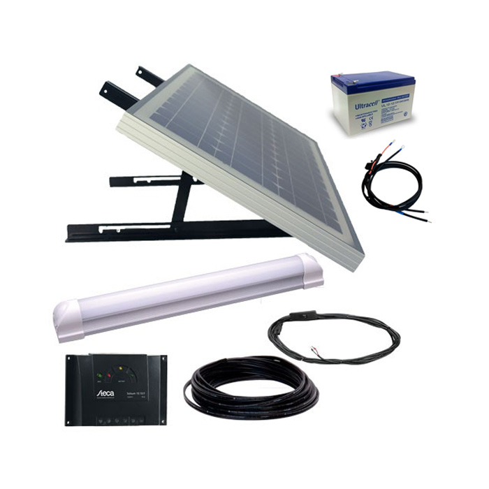 Kit d'Eclairage Solaire Complet Fun 30W Néon 500 Lumens Batterie 12A - Kit  éclairage solaire