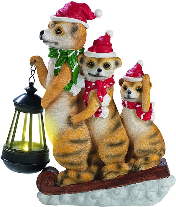 Figurine Solaire de Noël Animaux sur Luge à Lanterne décoration