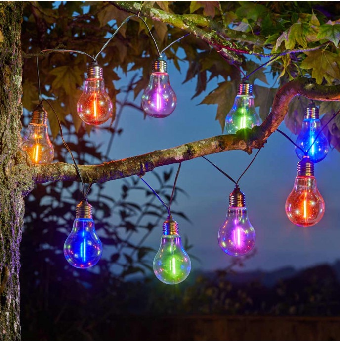 Guirlande lumineuse solaire 20 globes scintillants LED multicolore FES –