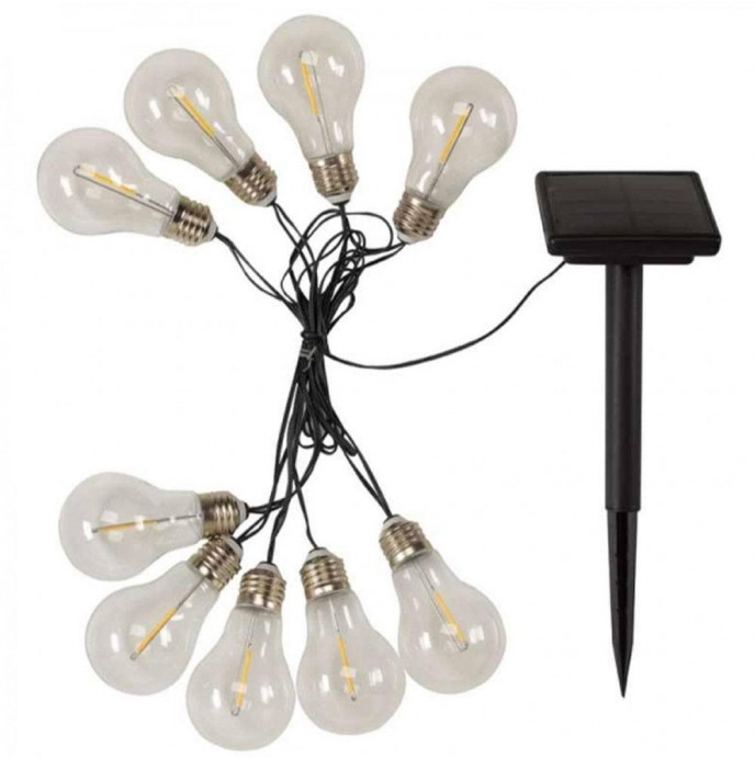 Guirlande Solaire Ampoules Rétro Edison Blanc Chaud- Décoration