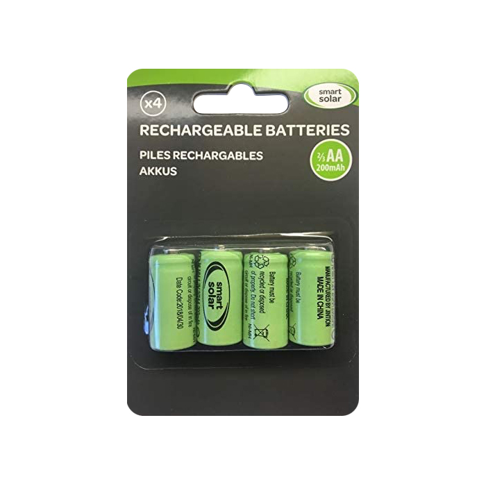 Piles Solaires Rechargeables NiMh 200 mah AA 23pack de 4 Objetsolaire Piles Solaires Rechargeables NiMh 200 mah AA 23pack de 4 Objetsolaire