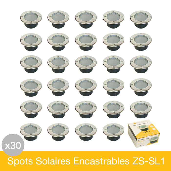 Lot de 30 Spots Solaires Encastrables Puissants IP68 ZS-SL1- spot solaire  sol