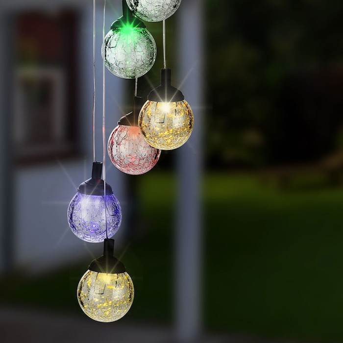 Lumière automatique de jardin Éclairage extérieur pour la maison et les fêtes Carillon éolien Changement de couleur 6 lanternes LZDseller01 Carillons éoliens à LED solaire Étanche