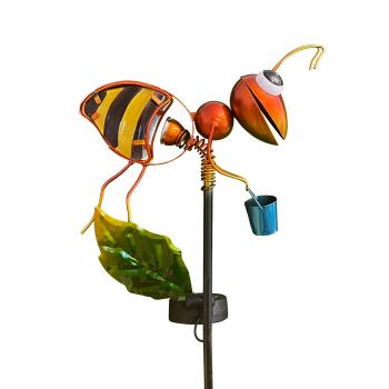 Lampe Solaire Abeille Métal sur Tige Nave