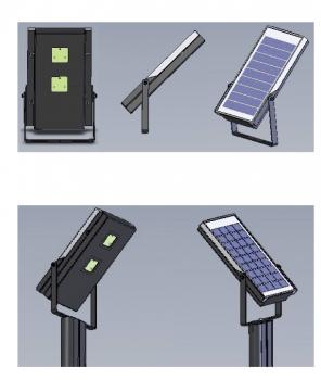 Projecteur solaire 2 têtes noir eclairage puissant panneau solaire dép –