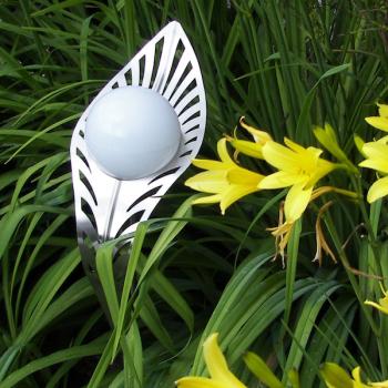 Lampe Solaire d'Art Arona Inox Feuilles D&eacute;coup&eacute;es