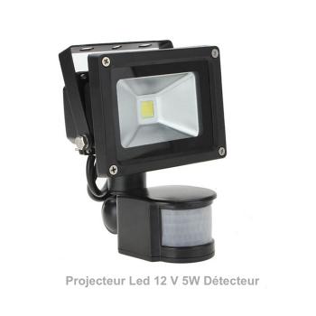 Projecteur Led 12V DC 5W IP67 4000°K Détecteur de Mouvement