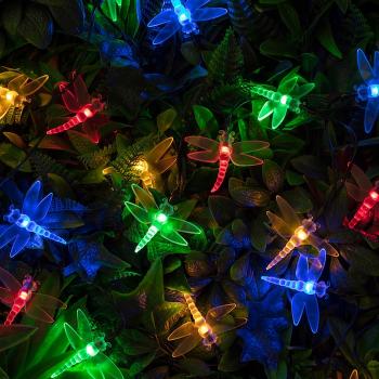 Guirlande Solaire Libellule 20 Led Multicolores 