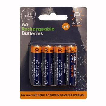 Piles Solaires rechargeables Nimh AA 1800Mah 1,2V pack de 4 Smart