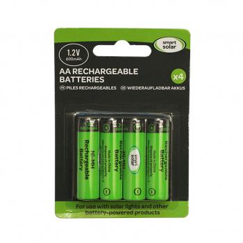 Piles Solaires rechargeables Nimh AA 600Mah 1,2V pack de 4 Smart