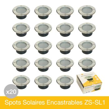 Lot de 20 Spots Solaires Encastrables Inox IP68 ZS-SL1