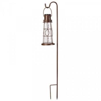 Lanterne Solaire Métal Sur Tige Verre Retro Blanc - RGB