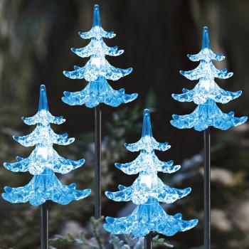 Sapins Solaires Noël sur Tiges Métal Couleurs Changeantes Lot de 4
