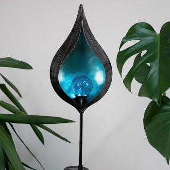 Décoration Solaire Métal Coloré Bleu Boule Verre sur Tige Azur 2