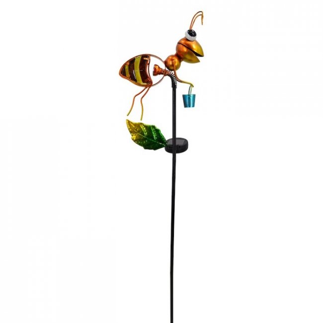 Lampe Solaire Abeille Métal sur Tige Nave