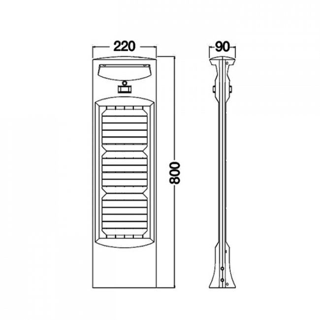 Borne Solaire Professionnelle Portland Détecteur 500-2000 Lumens 