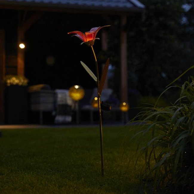 Fleur Solaire sur Tige Lilly Métal et Verre