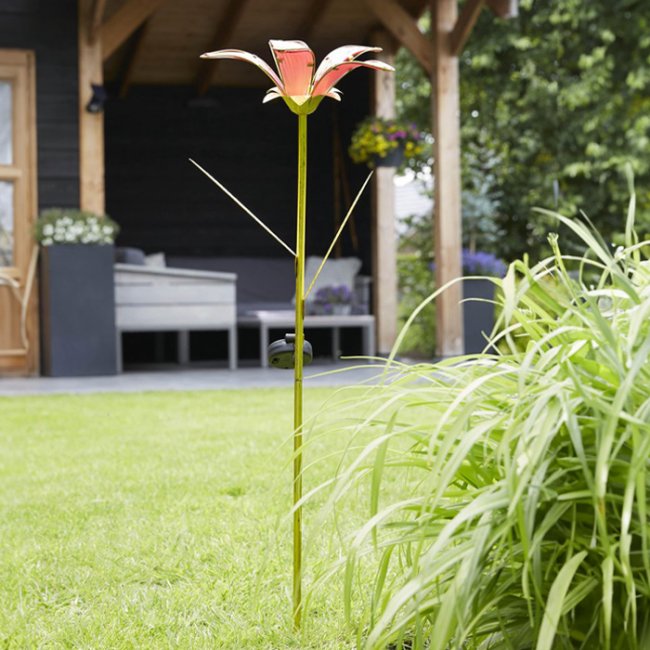 Fleur Solaire sur Tige Lilly Métal et Verre