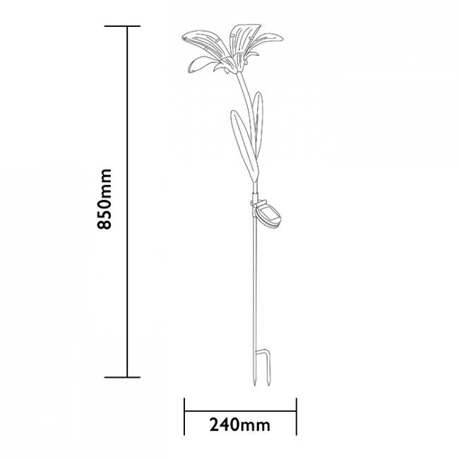 Fleur Solaire sur Tige Lilly Métal et Verre