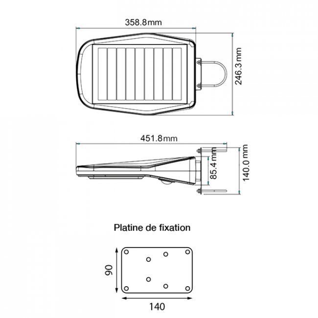 Lampadaire Solaire Led Puissant 2000 Lumens Télécommande ZS-CL1-NH