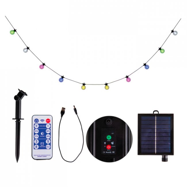 Guirlande Solaire Usb Multicolore 60 Lumens Cadène 8 Modes Télécommande 
