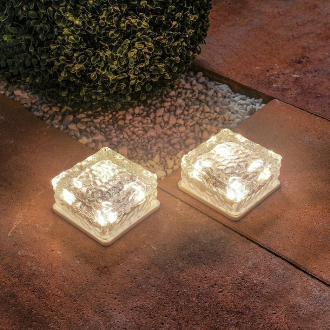 Pavé Solaire en Verre 4 Led Blanc Chaud 3000°K