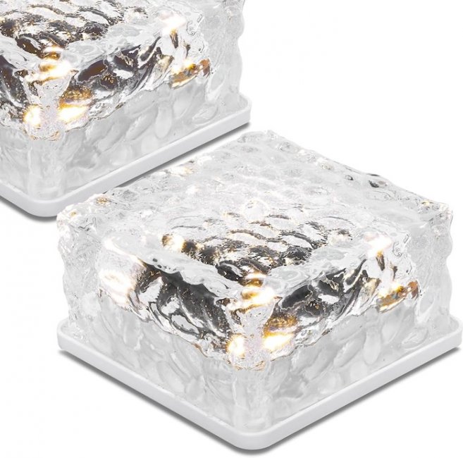 Pavé Solaire en Verre 4 Led Blanc Chaud 3000°K
