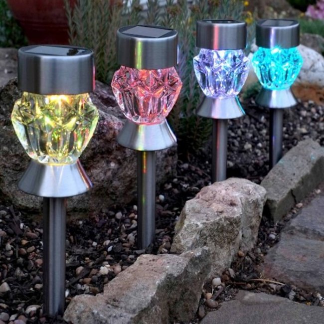 Lampe Solaire Inox Tuscany Couleurs Changeantes 
