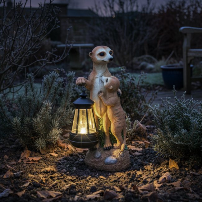 Figurine Solaire Animaux Suricates à Lanterne