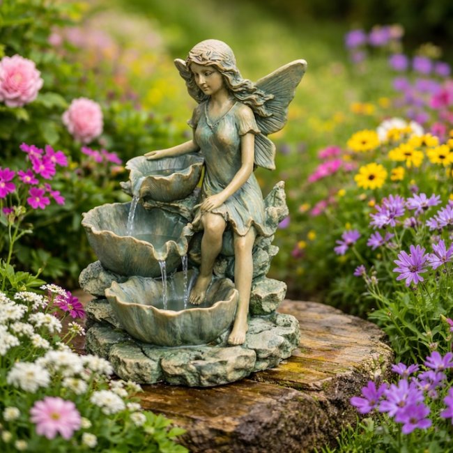 Fontaine Solaire Cascade F&eacute;e Coquillage
