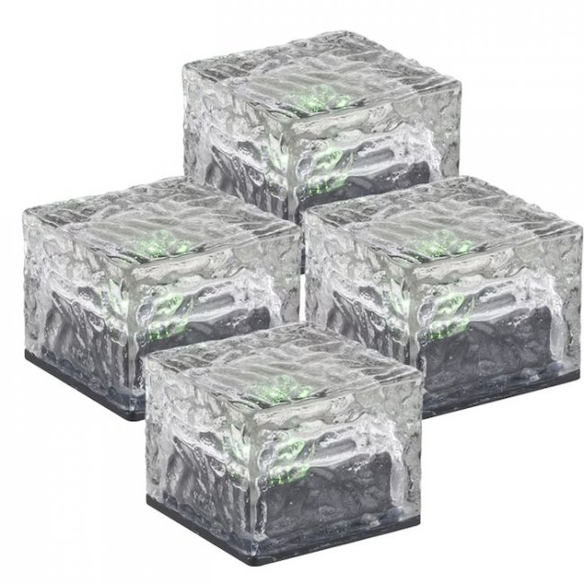 Pav&eacute;s Solaires en Verre RGB Couleurs Changeantes Lot de 4