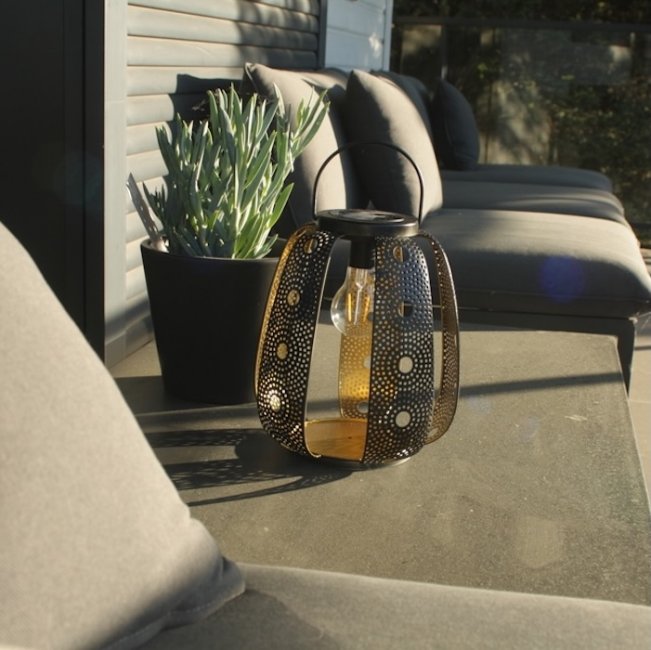 Lampe Solaire de Table Alm&eacute;ria, m&eacute;tal et verre, &agrave; poser ou &agrave; suspendre 30 Lumens