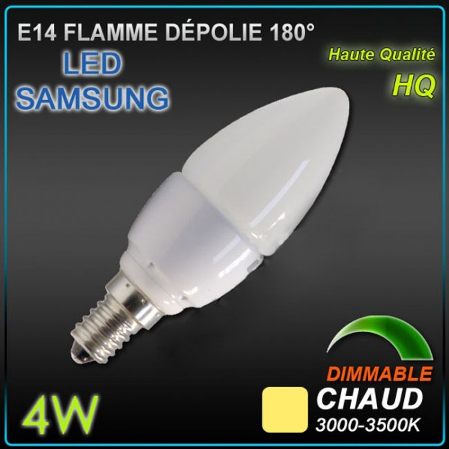 Ampoule LED Samsung E14 Flamme 4w Dimmable 3000°K