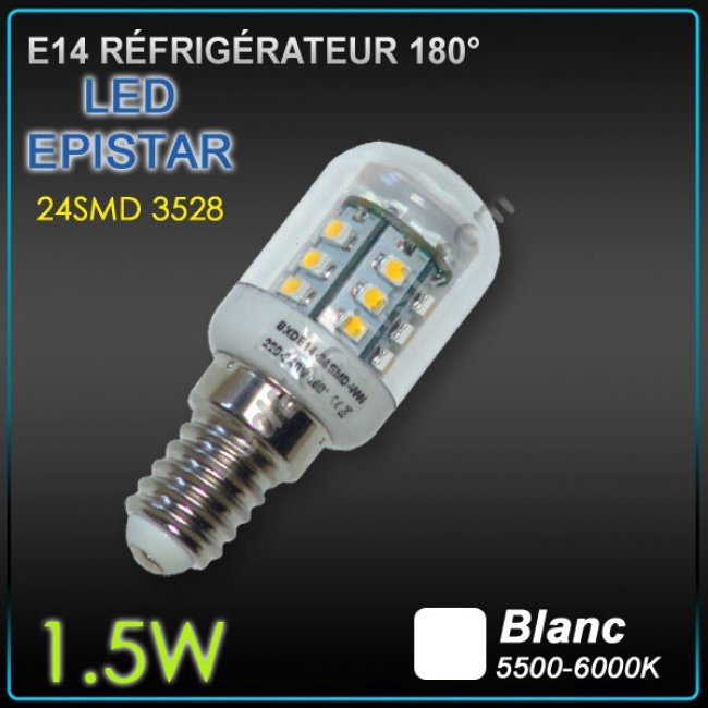 2 ampoules LED E14 / 150 lm pour hotte ou réfrigérateur - blanc du jour