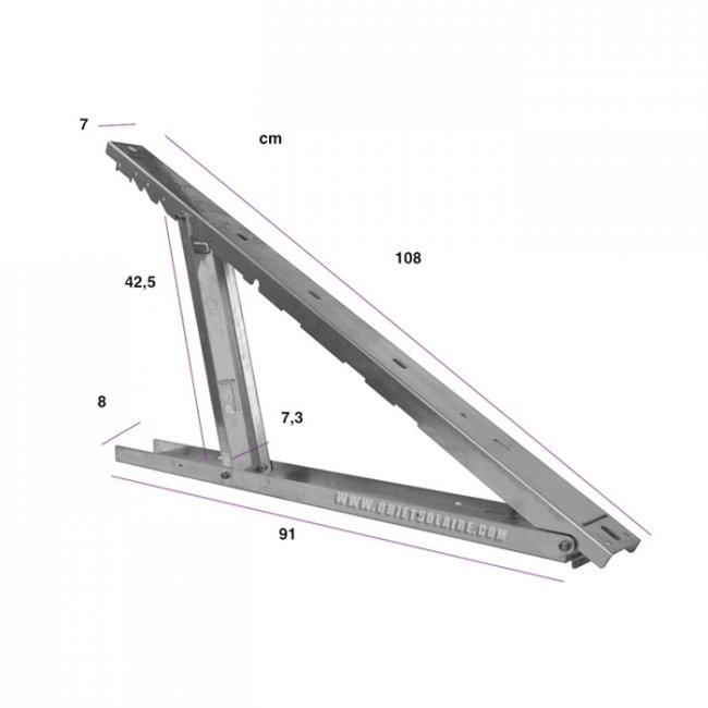 Support en Aluminium Sol Règlable 108 cm pour Panneaux Solaires