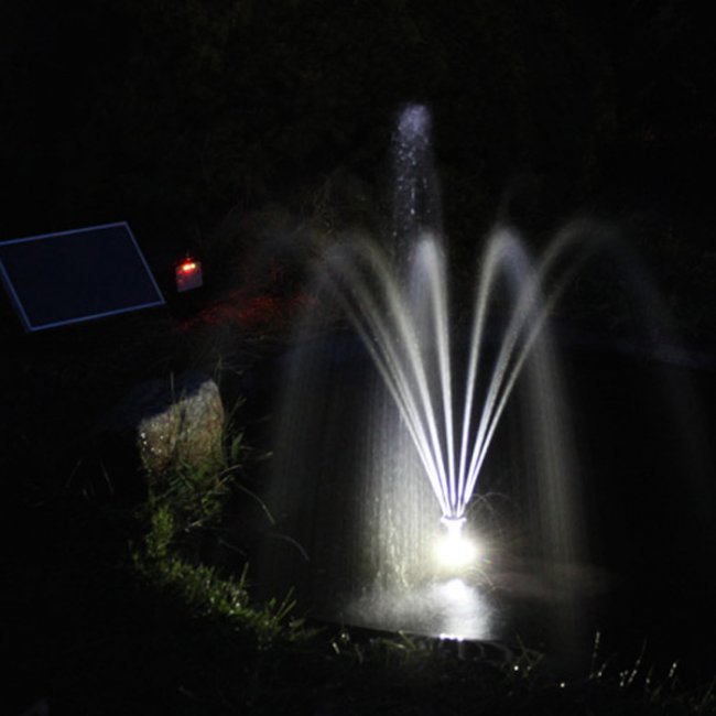 Pompe Fontaine Solaire de Bassin Batterie et Led Blanc-RGB 250l/H-KSP2