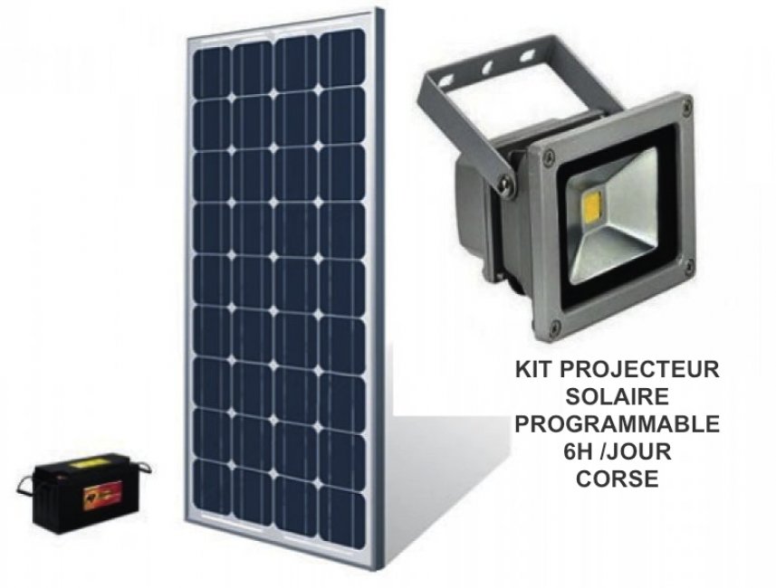 Projecteur Solaire Puissant 10W Kit Programmable 6H/jour Corse