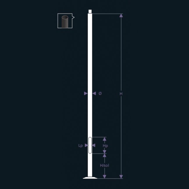 Mât Tubulaire de Montage 3 M pour Lampadaire Solaire