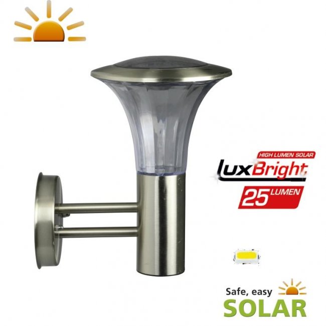 Applique Solaire Inox Verre Reims 25 Lumens Blanc Chaud