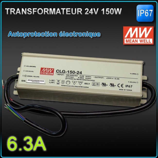 Transformateur Led 24V MEANWELL 150W 