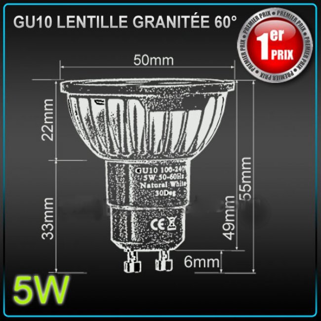 Ampoule LED GU10 EPISTAR 5W