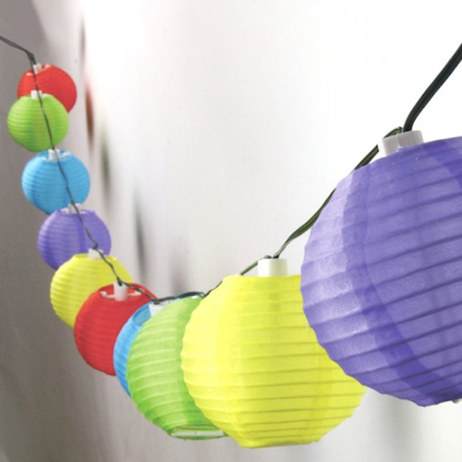 Guirlande solaire Lampions Multicolore - décoration solaire guirlande